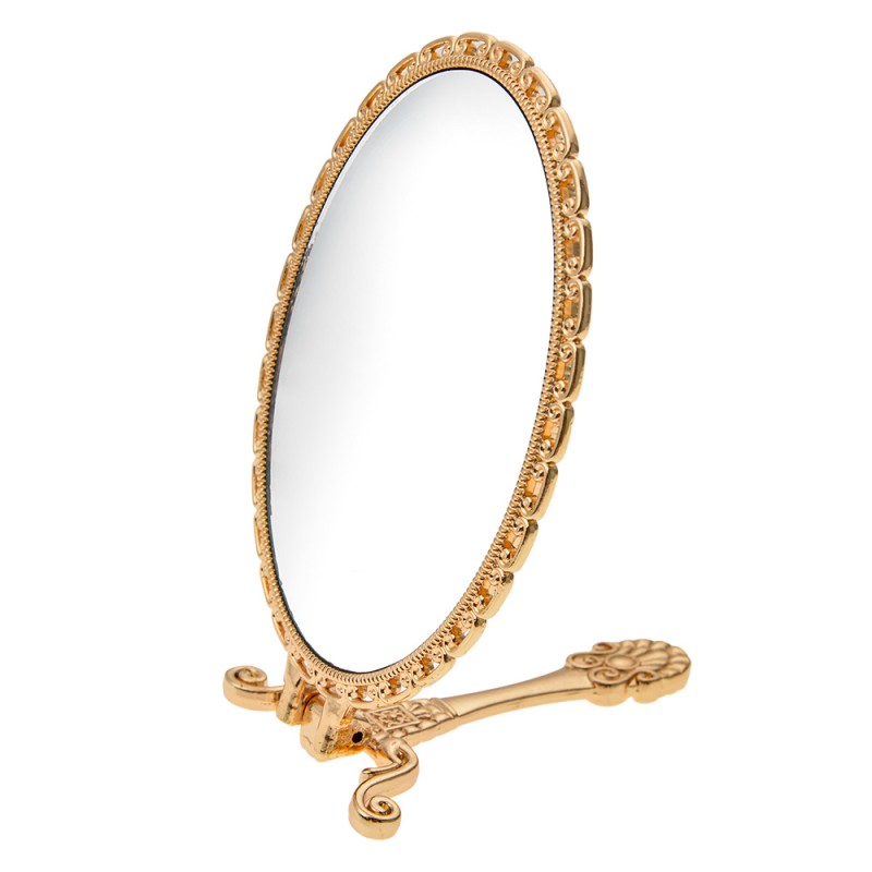 Clayre & Eef Handheld Mirror 8x2x18 cm Gold colored Polyresin Glass Oval