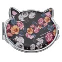 Clayre & Eef Handheld Mirror Cat 6x8 cm Black Polyresin Glass Round