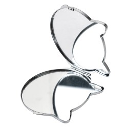 Clayre & Eef Handheld Mirror Cat 6x8 cm Black Polyresin Glass Round
