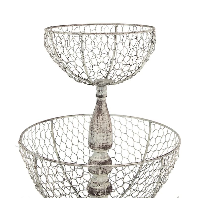 Clayre & Eef 2-Tiered Stand Ø 30x44 cm Beige Iron Round