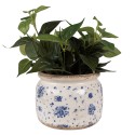 Clayre & Eef Pot de fleurs Ø 20x15 cm Beige Bleu Céramique Roses