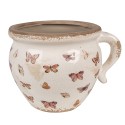 Clayre & Eef Planter 20x17x15 cm Beige Pink Ceramic Butterflies