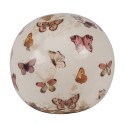 Clayre & Eef Dekorationsball Ø 10x10 cm Beige Rosa Keramik Schmetterlinge