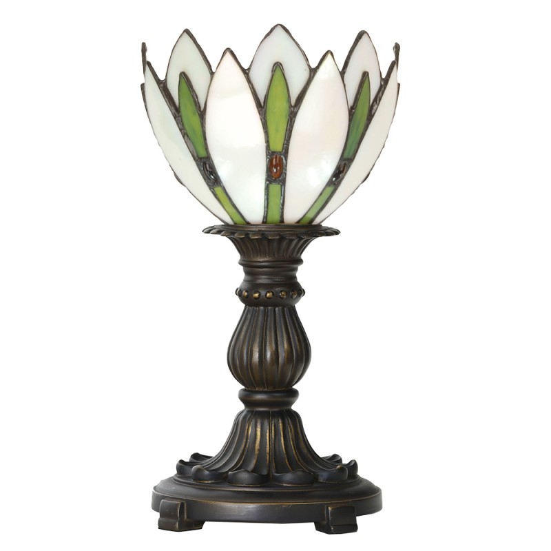 LumiLamp Table Lamp Tiffany Ø 18x30 cm White Green Glass