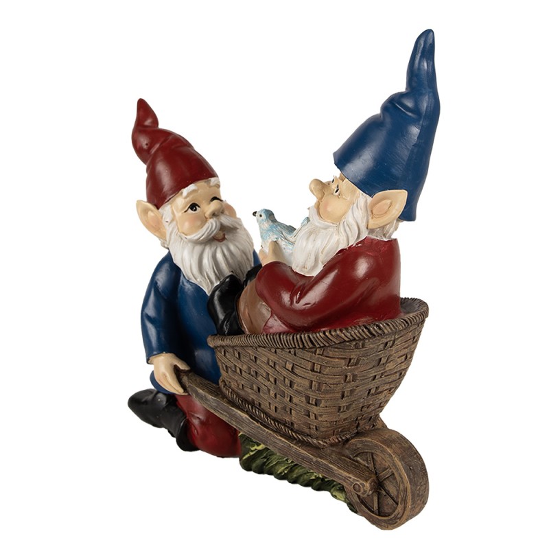 Clayre & Eef Figurine décorative Gnome 23 cm Bleu Rouge Polyrésine