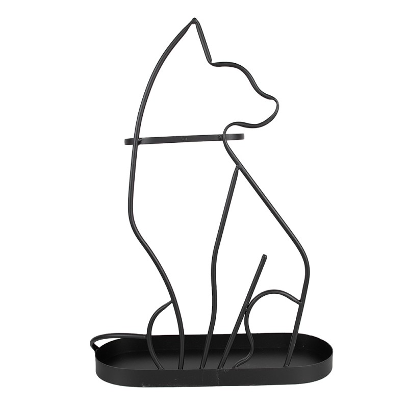 Clayre & Eef Regenschirmständer Katze 59 cm Schwarz Eisen