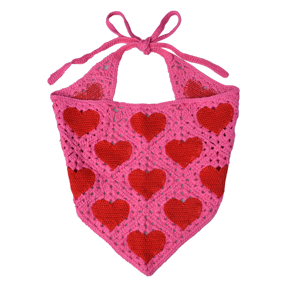 Clayre&Eef Bandana Kind 80 cm Roze Katoen Hartjes afbeelding