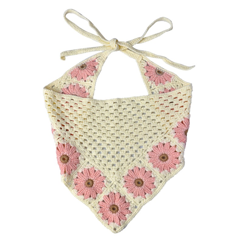 Clayre & Eef Bandana pour enfant 80 cm Beige Rose Coton Fleurs