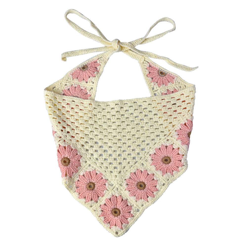 Clayre&Eef Bandana Kind 80 cm Beige Roze Katoen Bloemen afbeelding