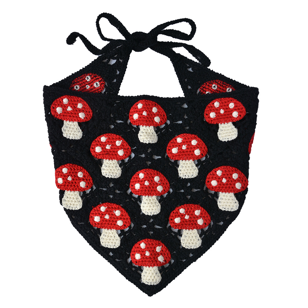 Clayre&Eef Bandana Kind 80 cm Zwart Rood Katoen Paddenstoelen afbeelding