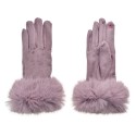Clayre & Eef Gloves with fur 9x24 cm Purple Polyester