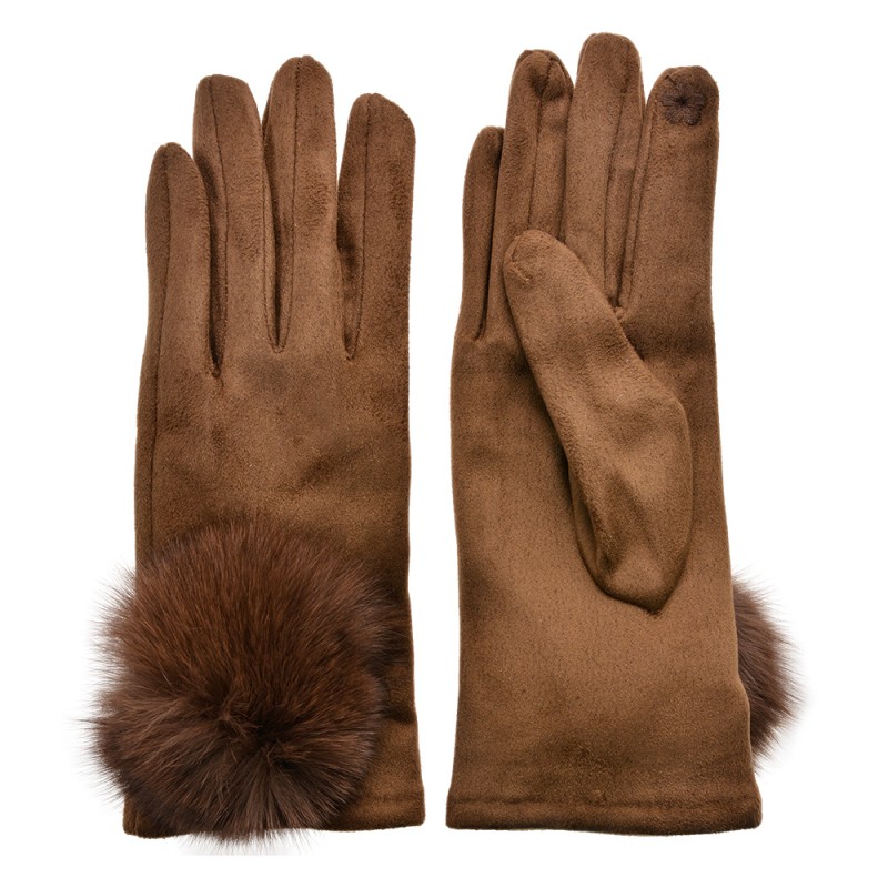 Clayre & Eef Gants d'hiver 9x24 cm Marron Polyester