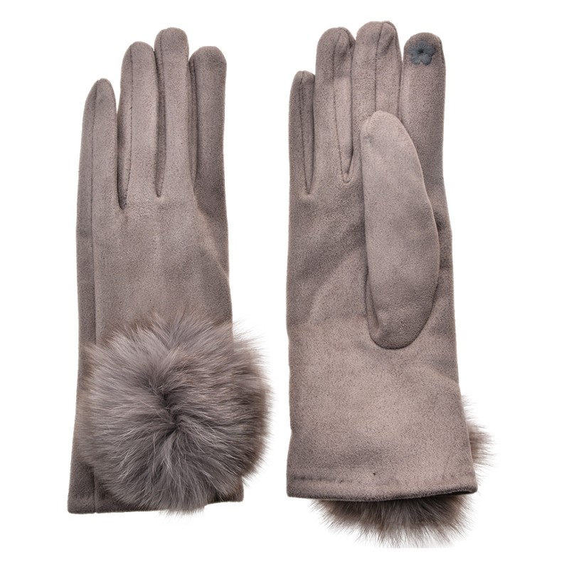 Clayre & Eef Winter Gloves 9x24 cm Grey Polyester