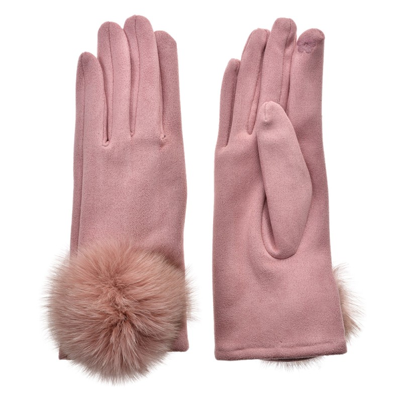 Clayre & Eef Gants d'hiver 9x24 cm Rose Polyester
