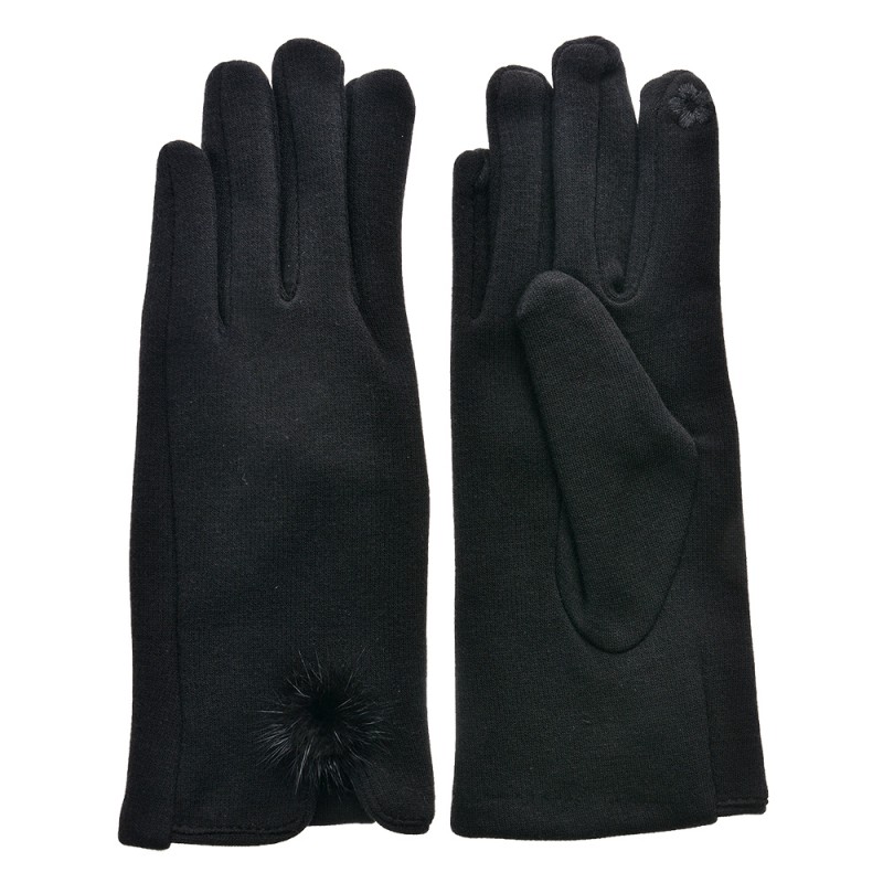 Clayre & Eef Handschoenen Winter  9x24 cm Zwart Polyester