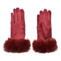 Clayre & Eef Gloves with fur 9x24 cm Red Polyester