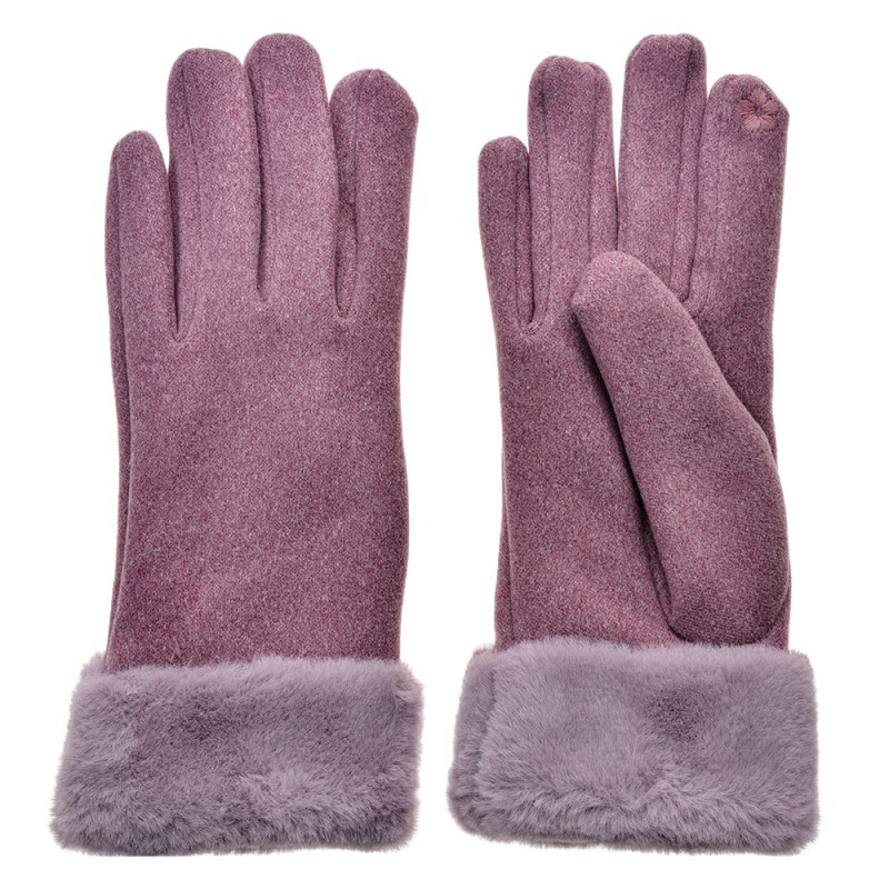 Clayre & Eef Gants en fausse fourrure 9x24 cm Violet Polyester