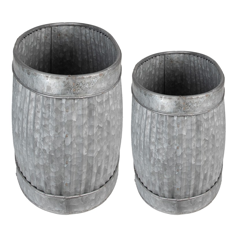 Clayre & Eef Décoration bassine en zinc set de 2 52x25x26 cm Gris Métal Ovale