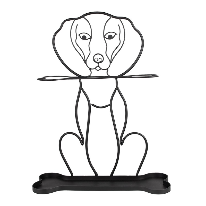 Clayre & Eef Umbrella Stand Dog 58 cm Black Iron