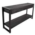Clayre & Eef Side Table 150x35x76 cm Black Wood Iron Rectangle