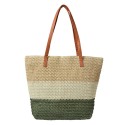 Clayre & Eef Beach Bag 46x30 cm Green Beige Synthetic