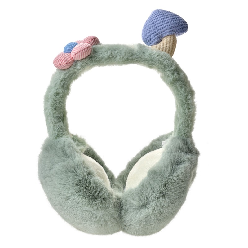 Clayre & Eef Cache-oreilles pour enfants one size Vert Peluche Champignons