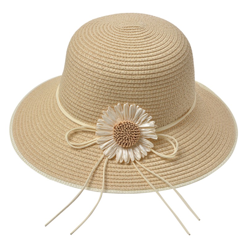 Clayre & Eef Chapeau de femme Beige Paille en papier Fleur