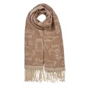 Clayre & Eef Winter Scarf Women 65x180 cm Brown Cat