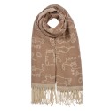 Clayre & Eef Winter Scarf Women 65x180 cm Brown Cat