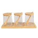 Clayre & Eef Storage Jar Set of 3 7x7x10 cm Transparent Glass Wood