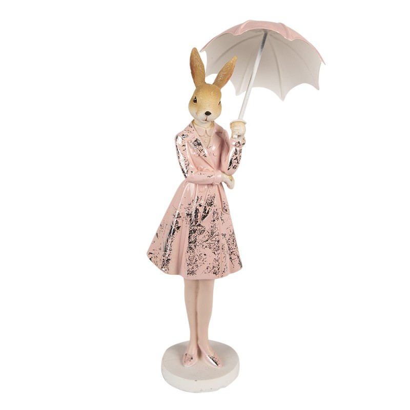 Clayre & Eef Figur Kaninchen 28 cm Braun Rosa Polyresin