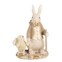 Clayre & Eef Figur Kaninchen 15 cm Weiß Braun Polyresin