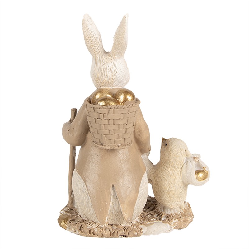 Clayre & Eef Figurine Rabbit 15 cm White Brown Polyresin