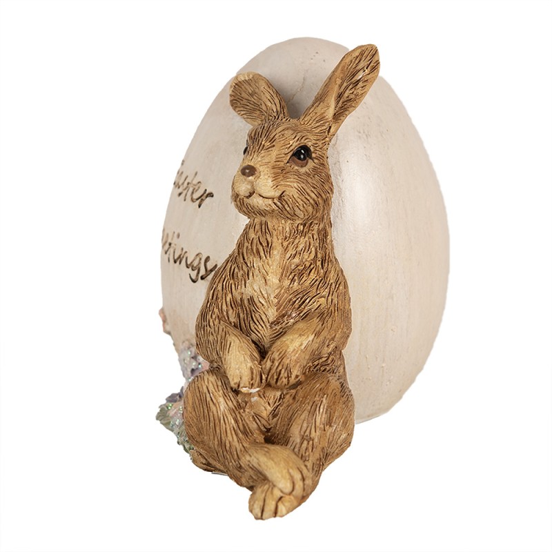 Clayre & Eef Figurine Lapin 12x7x9 cm Marron Polyrésine Easter Greetings