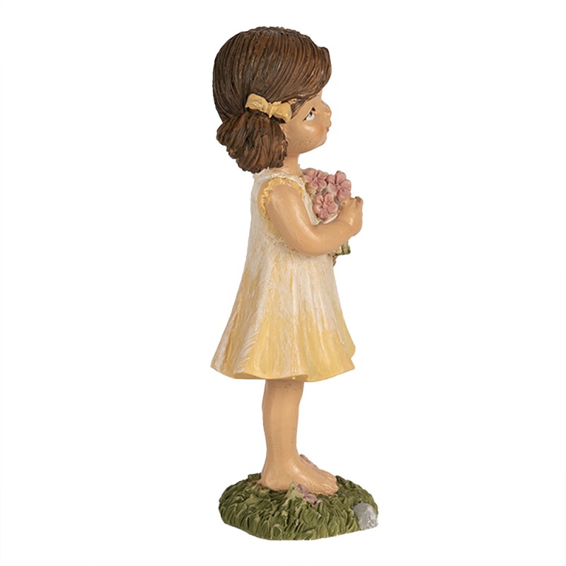 Clayre & Eef Figurine Fille 13 cm Jaune Polyrésine