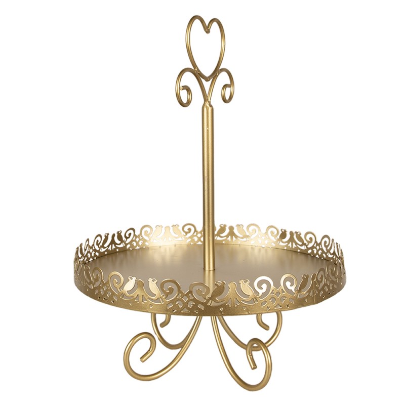 Clayre & Eef Etagere Ø 30x40 cm Gold colored Iron Heart