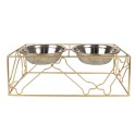Clayre & Eef Hundenapf 2x500 ml Goldfarbig Eisen Knochen zum Kauen