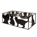 Clayre & Eef Cat Bowl 2x500 ml Black Iron Cats