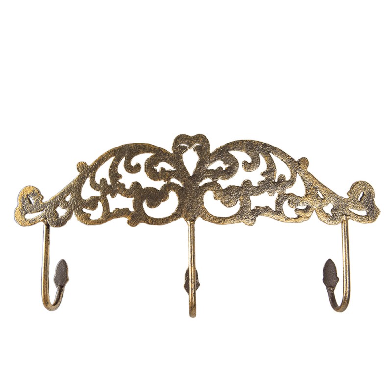 Clayre & Eef Wall Coat Rack 38x5x19 cm Gold colored Iron