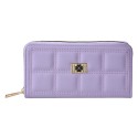 Clayre & Eef Portefeuille 19x10 cm Violet Cuir artificiel Rectangle Trèfle à quatre feuilles