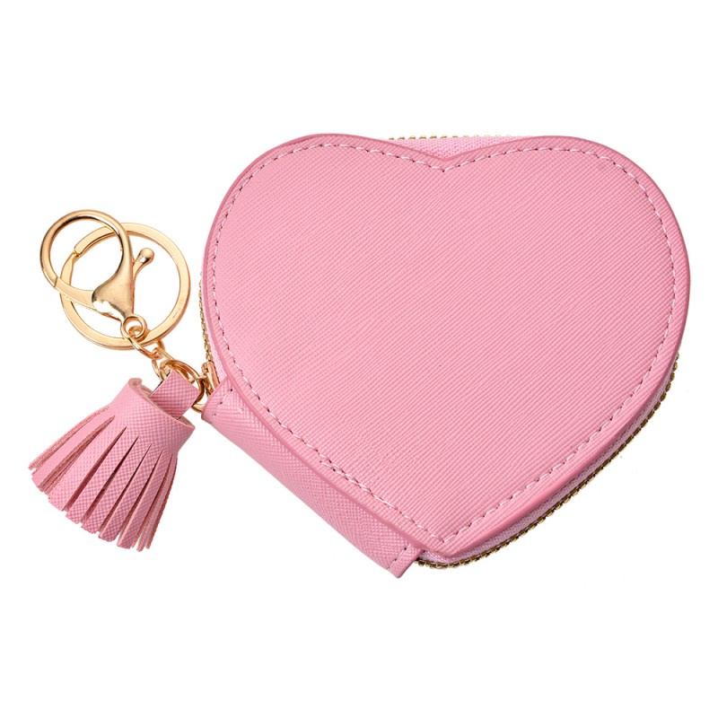 Clayre & Eef Wallet 10x10 cm Pink Plastic Heart-Shaped