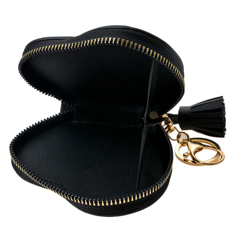 Clayre & Eef Brieftasche 10x10 cm Schwarz Kunststoff Herzförmig
