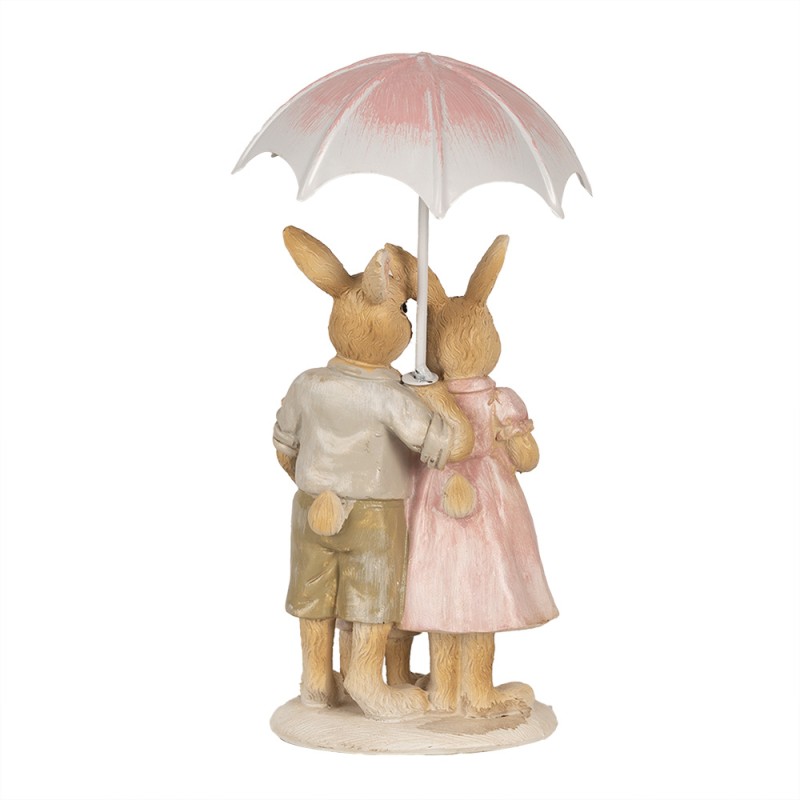 Clayre & Eef Figur Kaninchen 15 cm Braun Rosa Polyresin