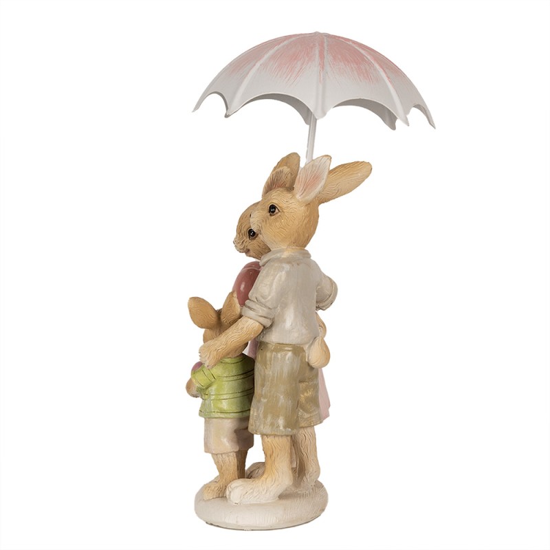 Clayre & Eef Figurine Rabbit 15 cm Brown Pink Polyresin