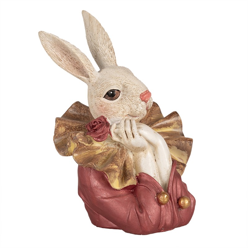Clayre & Eef Figur Kaninchen 17 cm Beige Rosa Polyresin