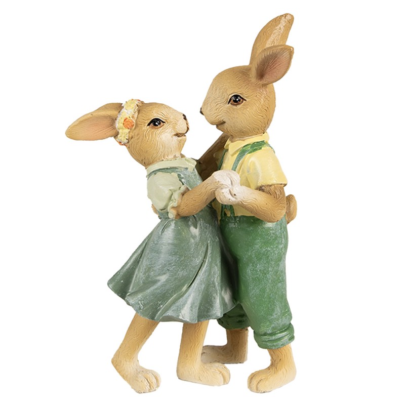 Clayre & Eef Figurine Rabbit 15 cm Brown Green Polyresin