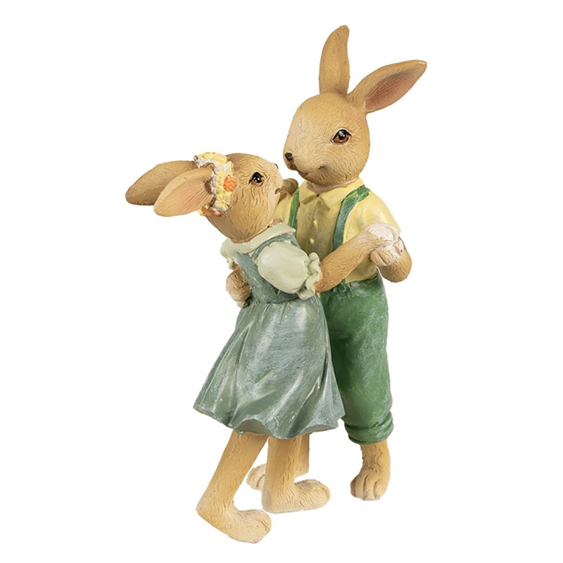 Clayre & Eef Figur Kaninchen 15 cm Braun Grün Polyresin