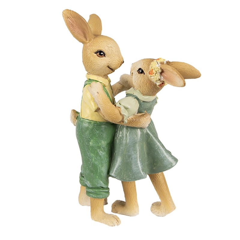 Clayre & Eef Figur Kaninchen 15 cm Braun Grün Polyresin