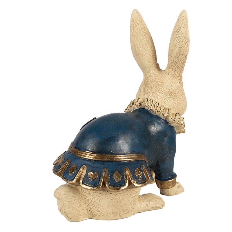 Clayre & Eef Figur Kaninchen 29 cm Beige Blau Polyresin