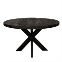 Clayre & Eef Dining Table Ø 130x76 cm Black Wood Iron Round